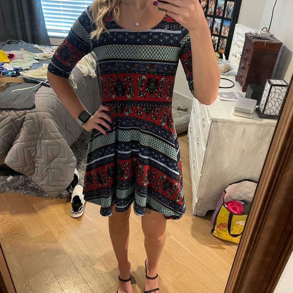 Red & blue dress